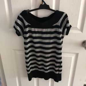 Grey and Black Striped Blouse